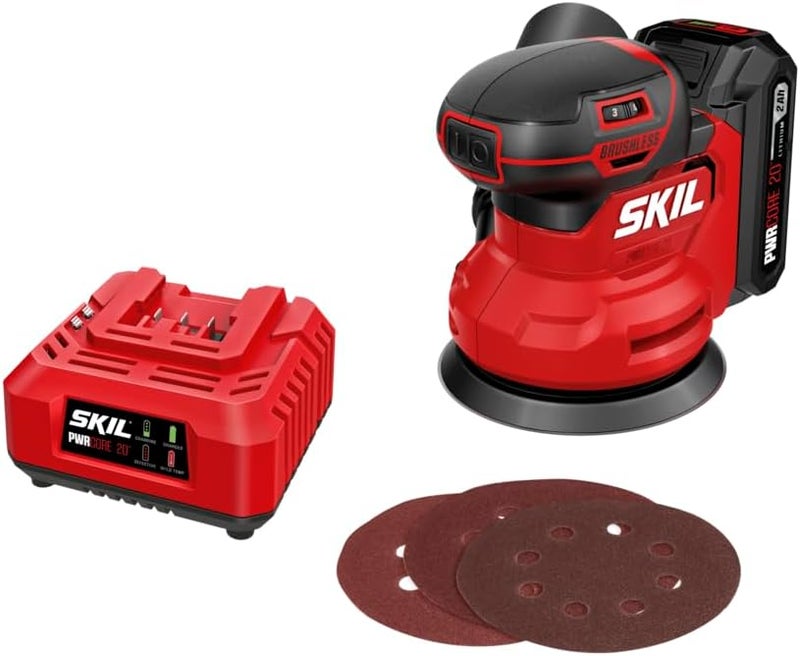 SKIL مجموعة صنفرة عشوائية بدون سلك PWR CORE 20V مع بطارية 2.0Ah وشاحن - SR7603B-10 - Image 1